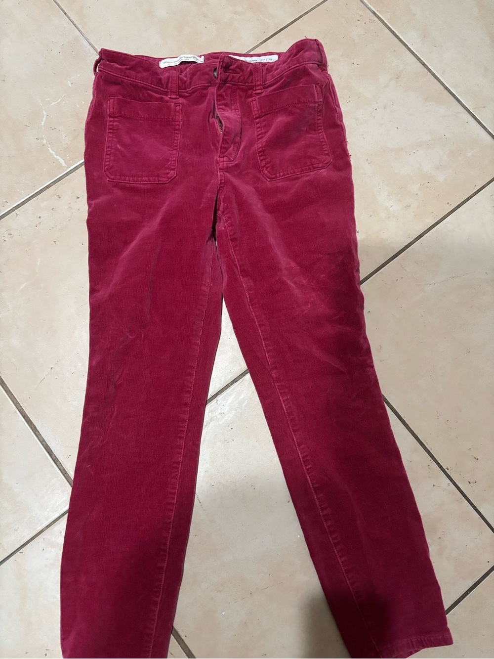 Pilcro and the Letterpress Women's Corduroy Jeans in Deep Red